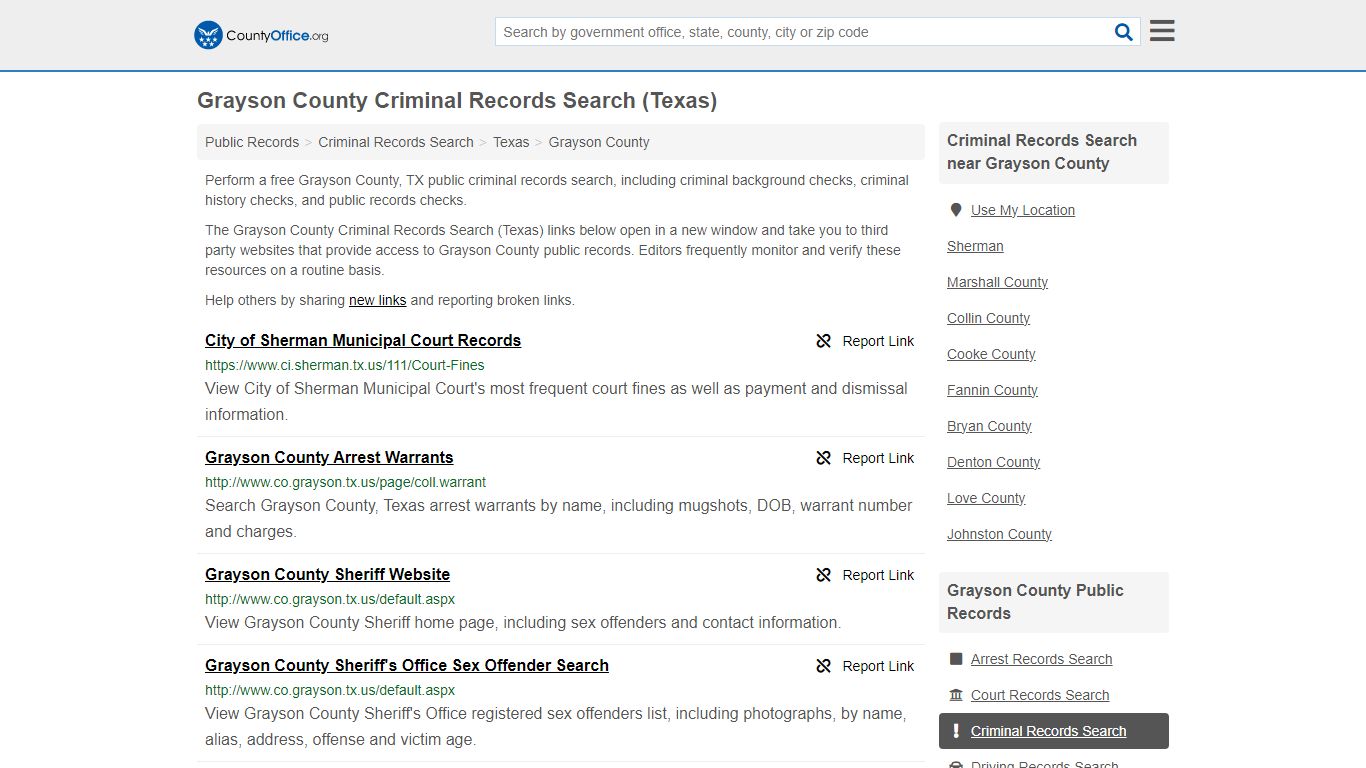 Grayson County Criminal Records Search (Texas) - County Office