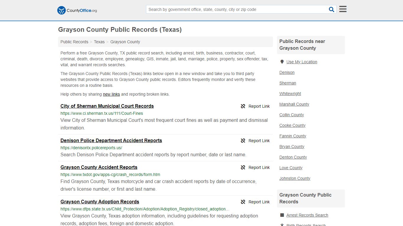 Public Records - Grayson County, TX (Business, Criminal, GIS, Property ...