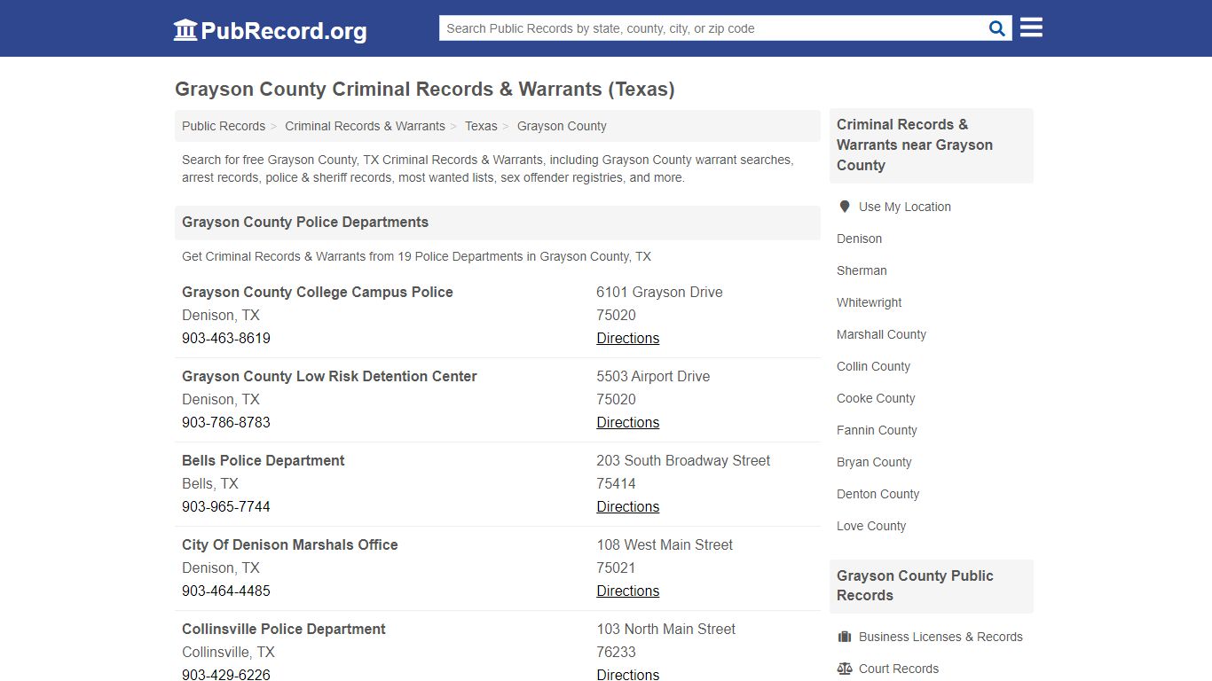 Grayson County Criminal Records & Warrants (Texas)